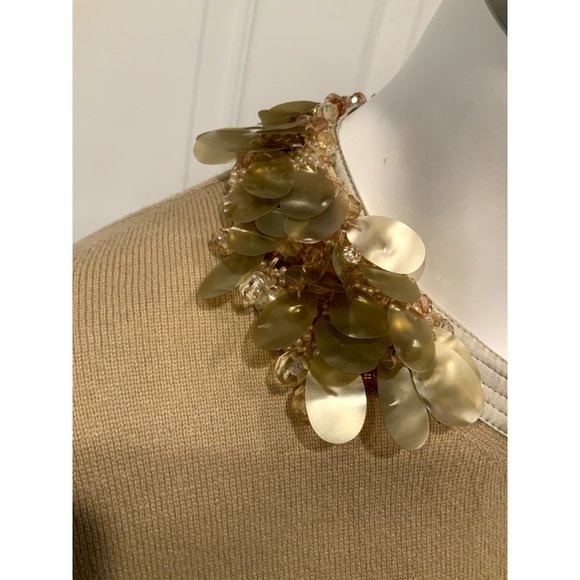 Marc Jacobs Tan Button-up Cardigan W/ Jewel Collar, Size Small - Picture 3 of 7